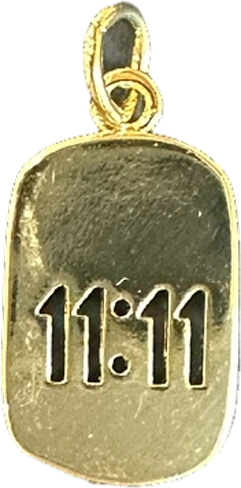 Gold rectangular tag charm with 11:11 detail