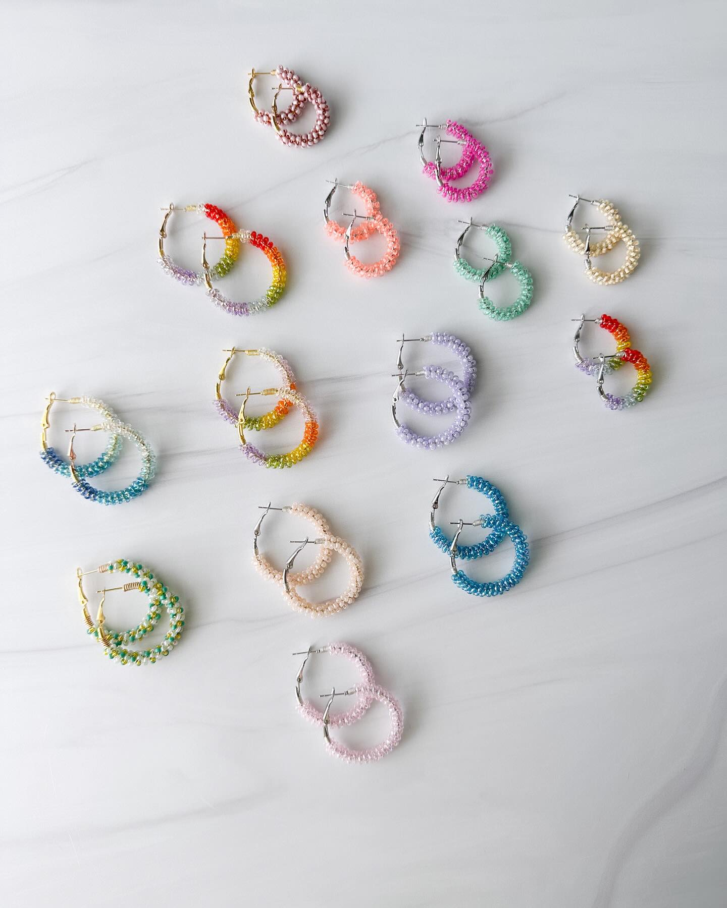 Small Beaded Hoops