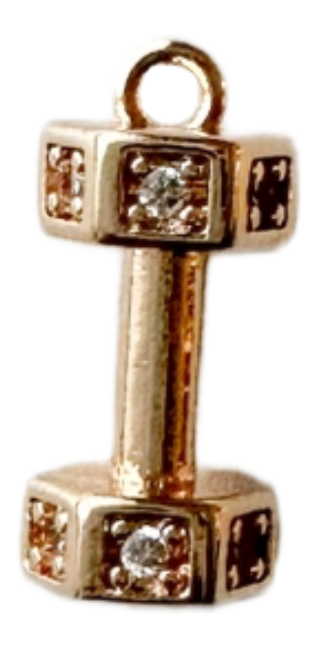Gold dumbbell hand weight charm