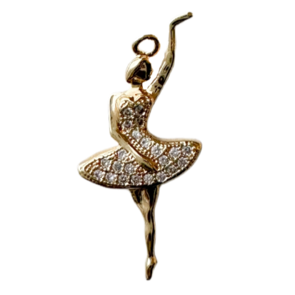 Gold ballerina with micro pave charm