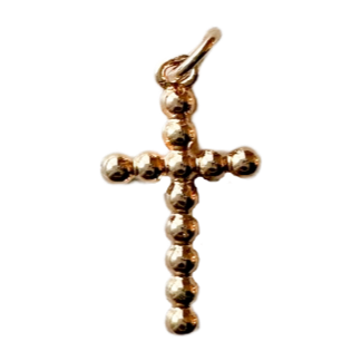 Textured gold bead cross charm