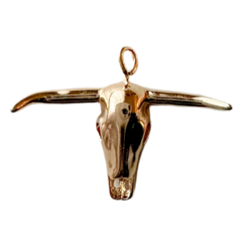 18k gold plated longhorn skull charm