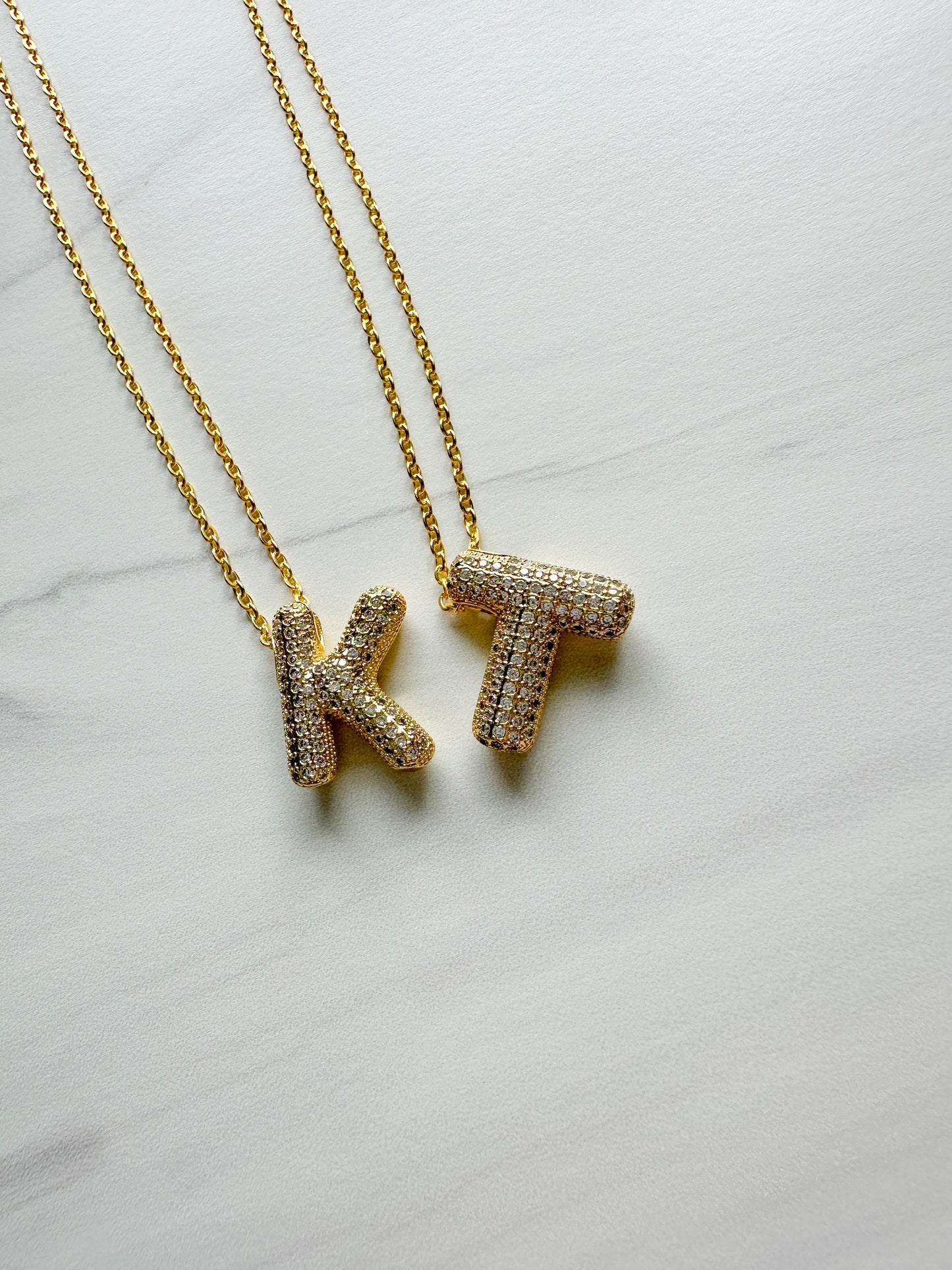 Pave Bubble Letter Necklace
