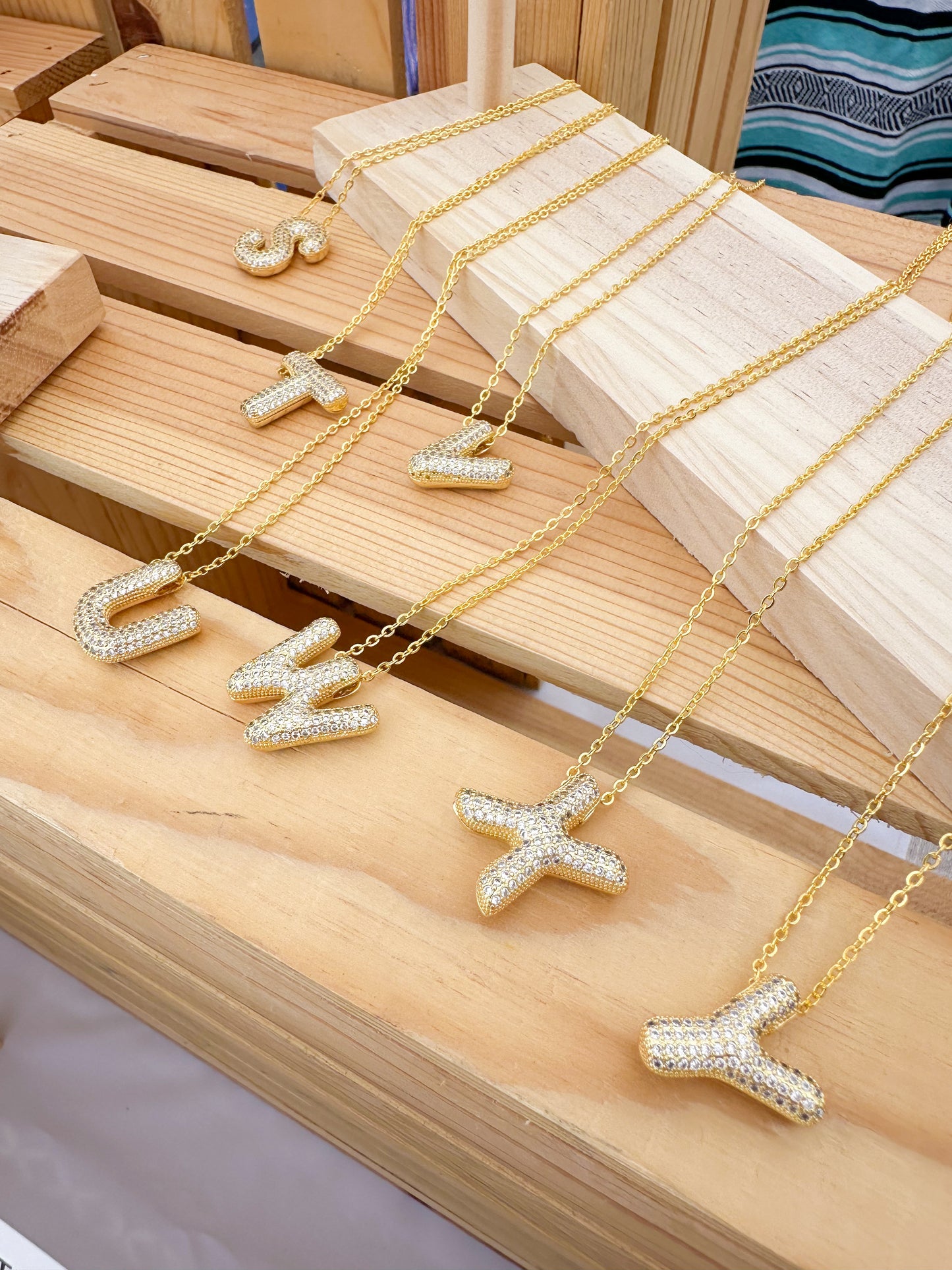 Pave Bubble Letter Necklace