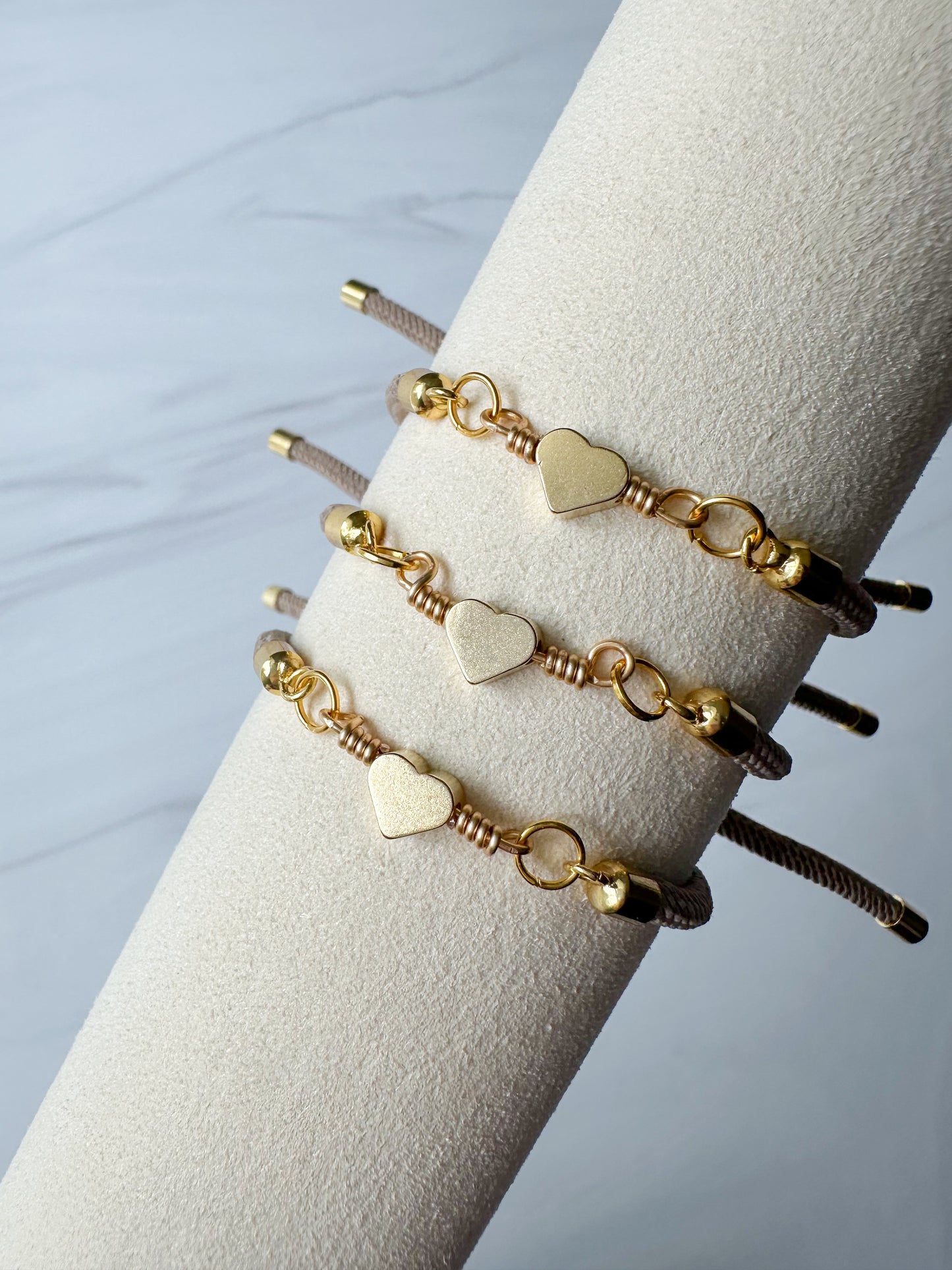 Gold Heart Cord Bracelet