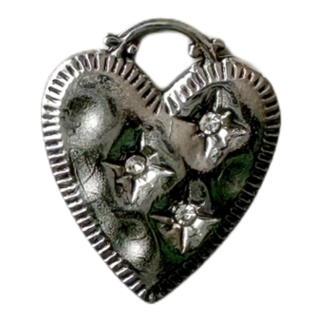 Starry Heart Lock Charm (Silver)
