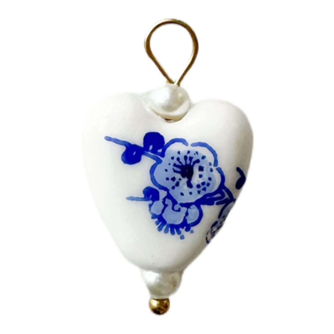 Blue Blossom Heart Charm