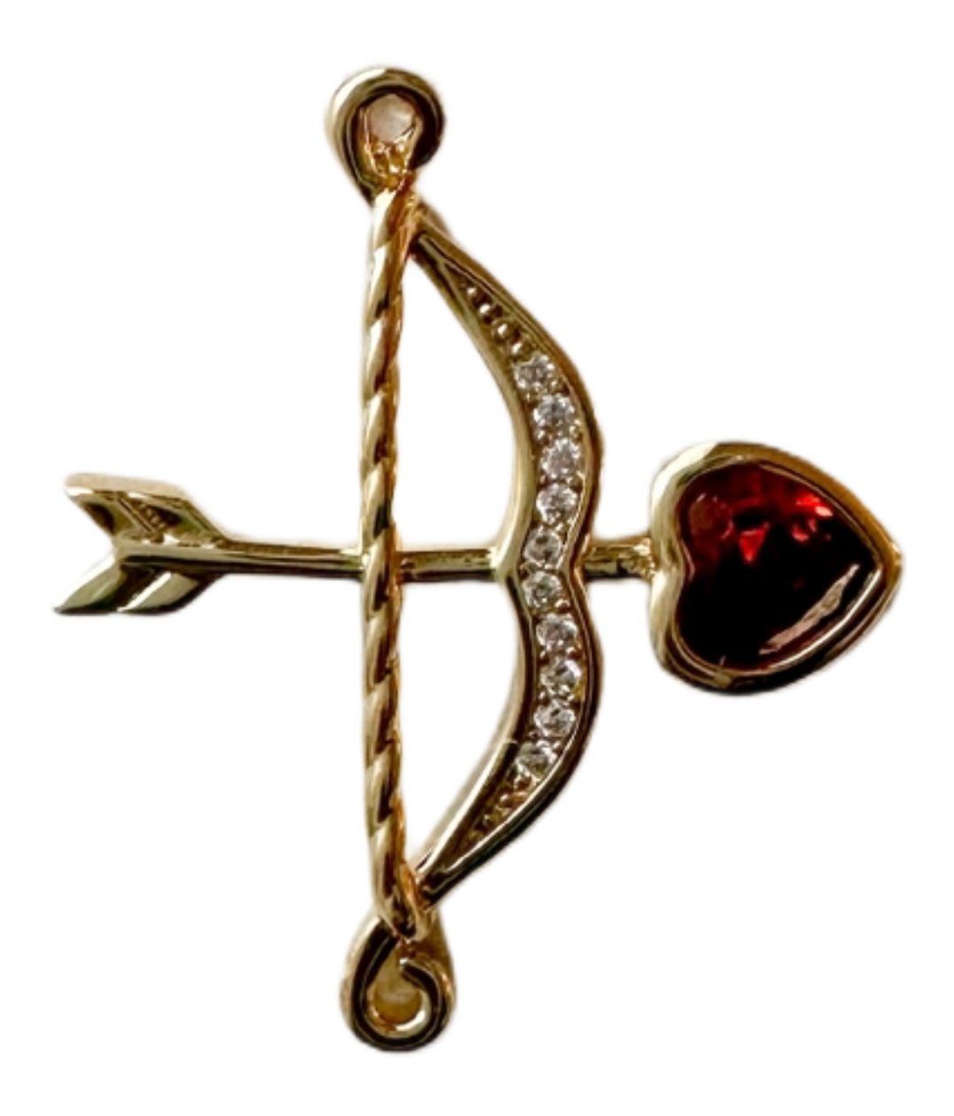 cupid bow charm with red heart