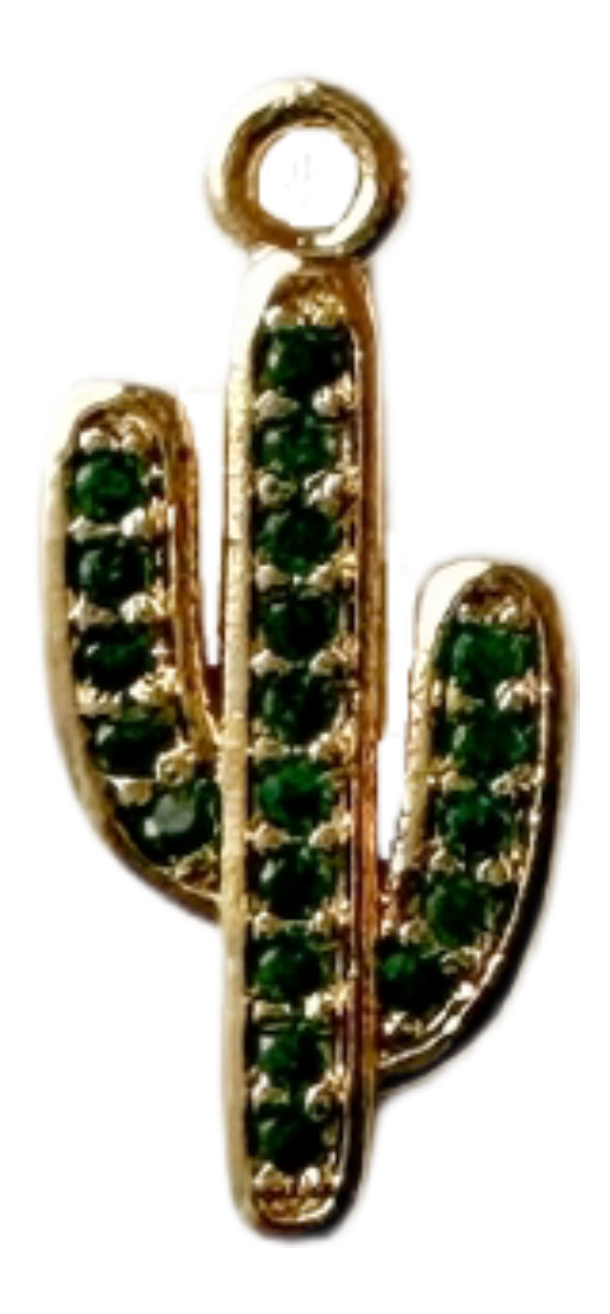 Green Crystal Cactus Charm