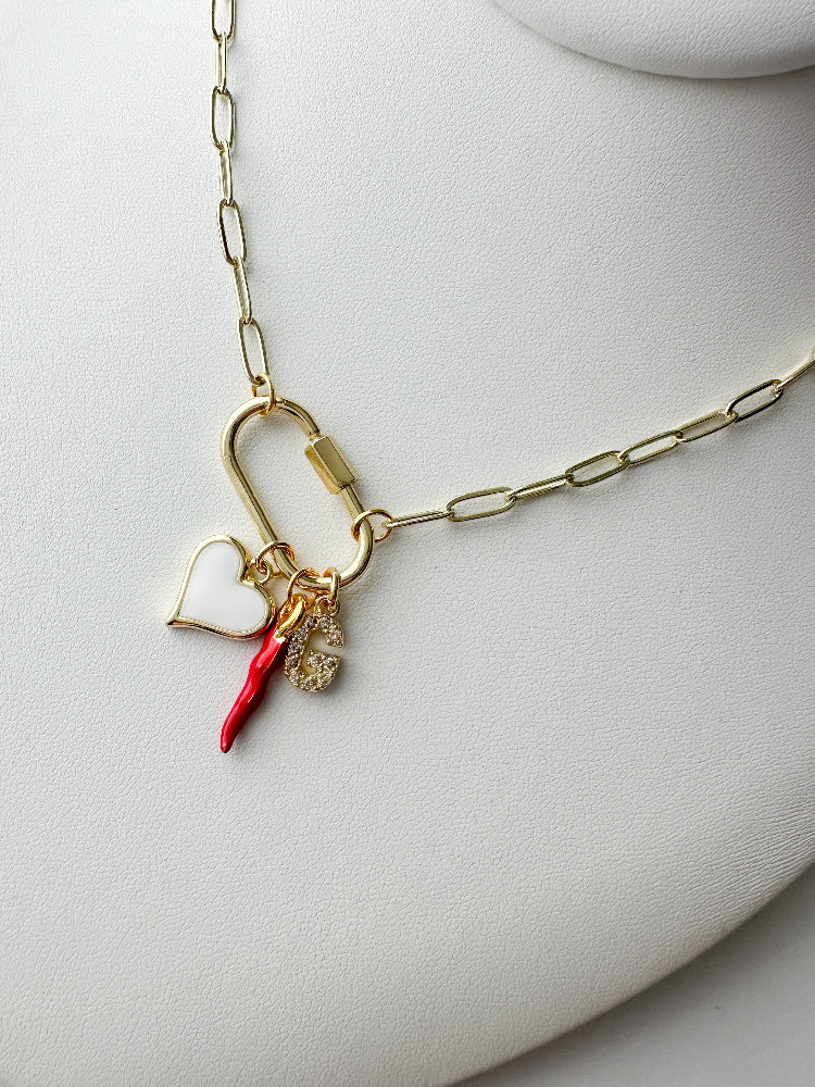 Hot and sweet fiery paperclip charm necklace perfect for valentine's day gift.