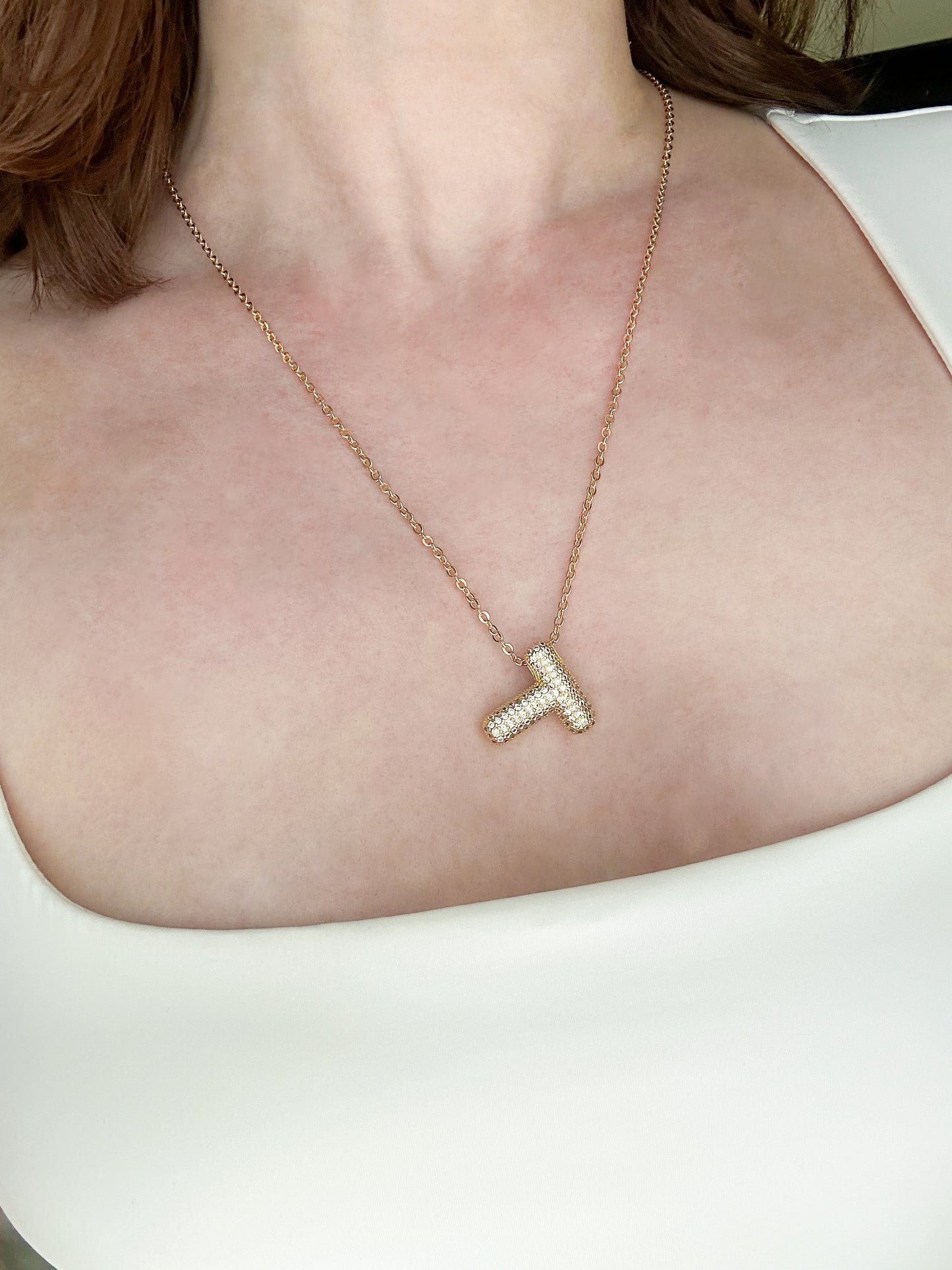 Pave Bubble Letter Necklace