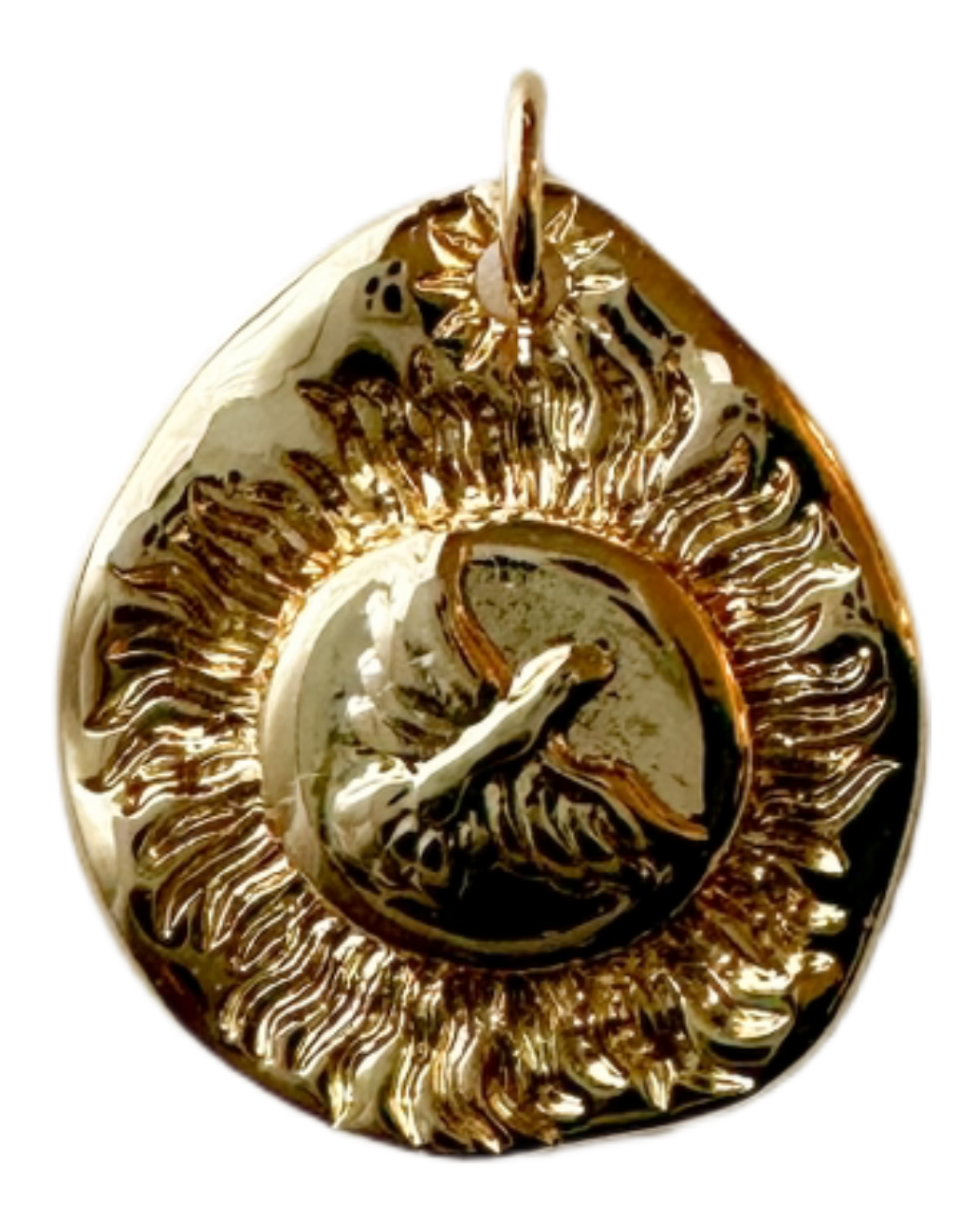 Gold rising phoenix charm