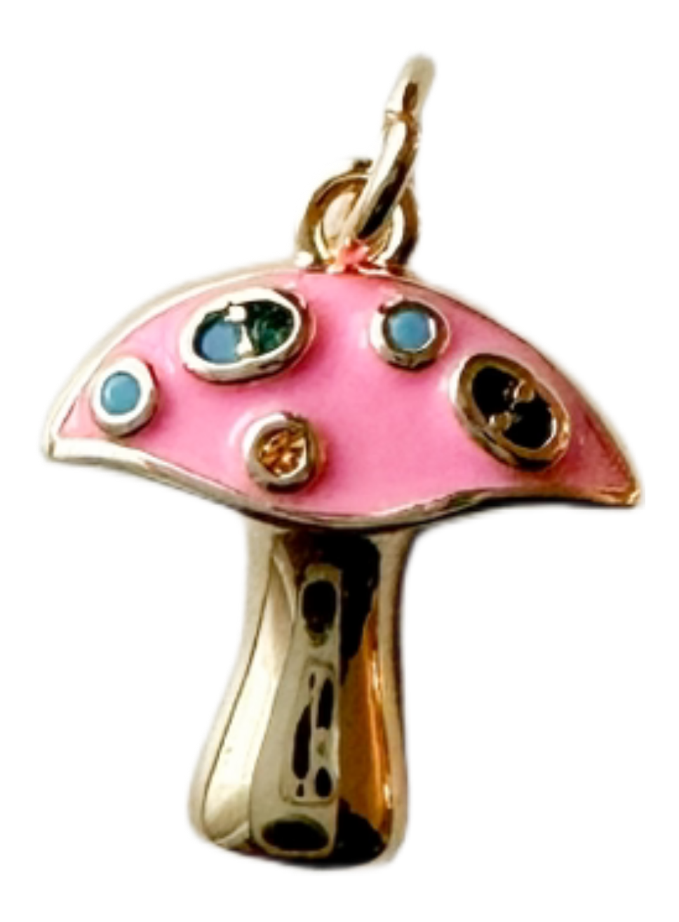 Pink and gold cottage core charm with colorful rhinestones