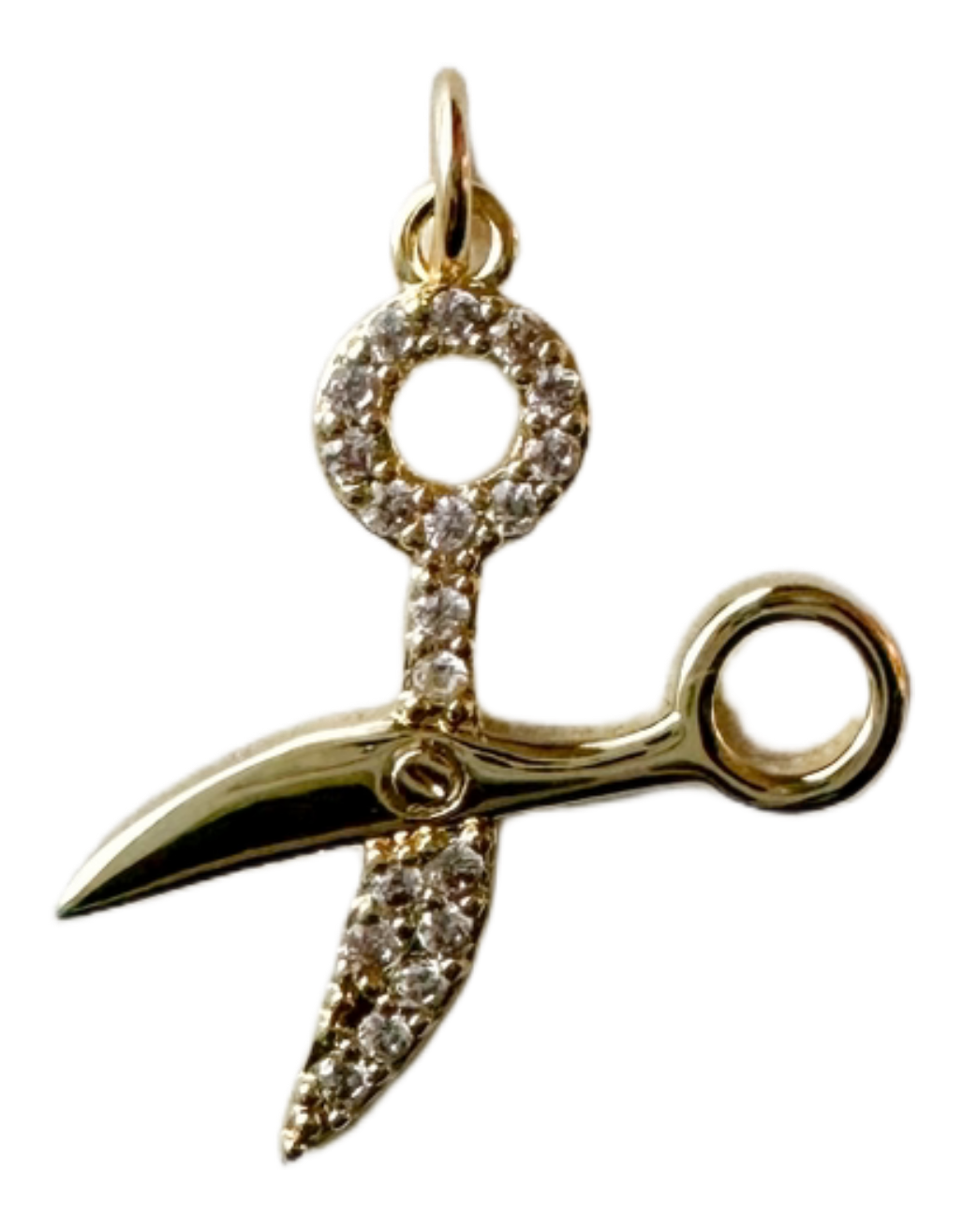 Gold pave scissors charm