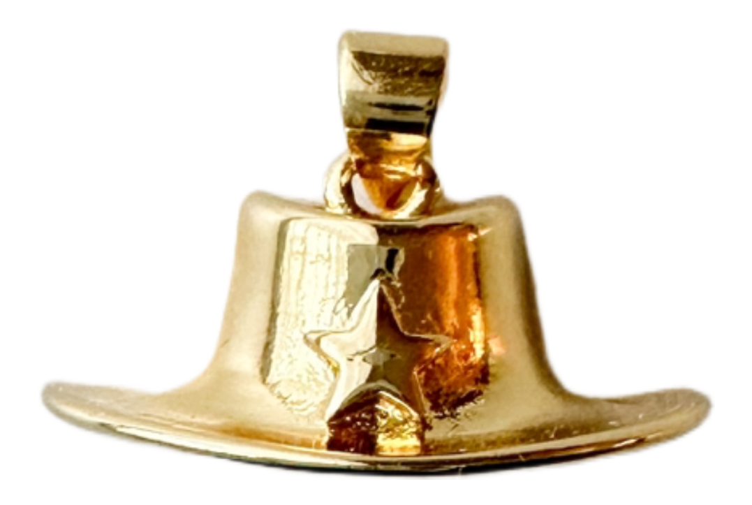 Gold western hat charm