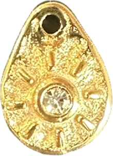 Gold teardrop charm with crystal center