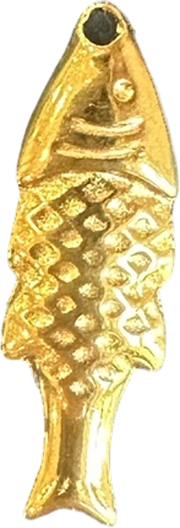 Gold fish charm with diamond scale pattern
