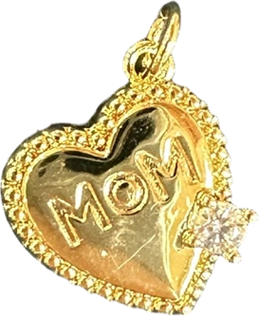 Gold MOM heart charm with crystal accent