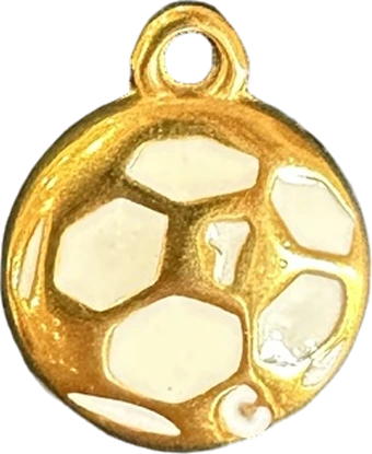Gold and white enamel soccer ball charm