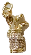 Gold golf bag charm with pave crystals and golf clubs
