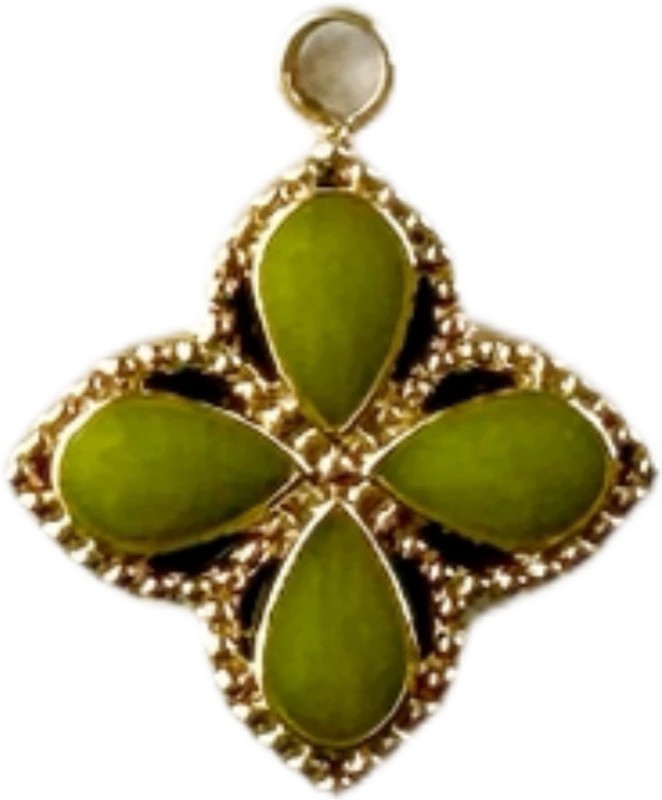 Green Enamel Clover Quatrefoil Charm