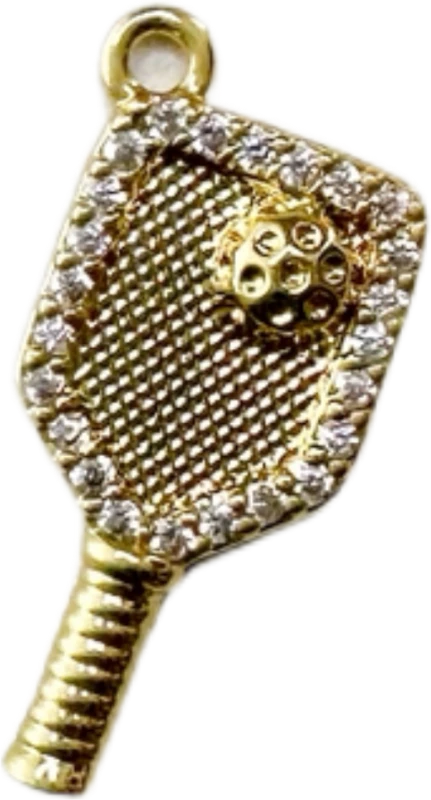 Gold Pave Pickleball Paddle Charm