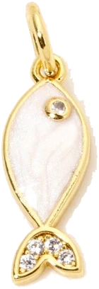 White Enamel Fish Charm