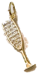 Gold champagne flute charm with pave crystals