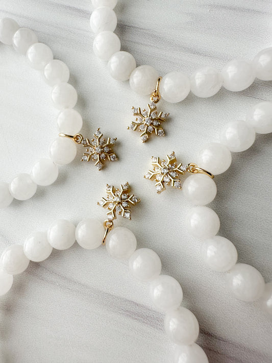 White Jade Snowflake Charm Bracelet