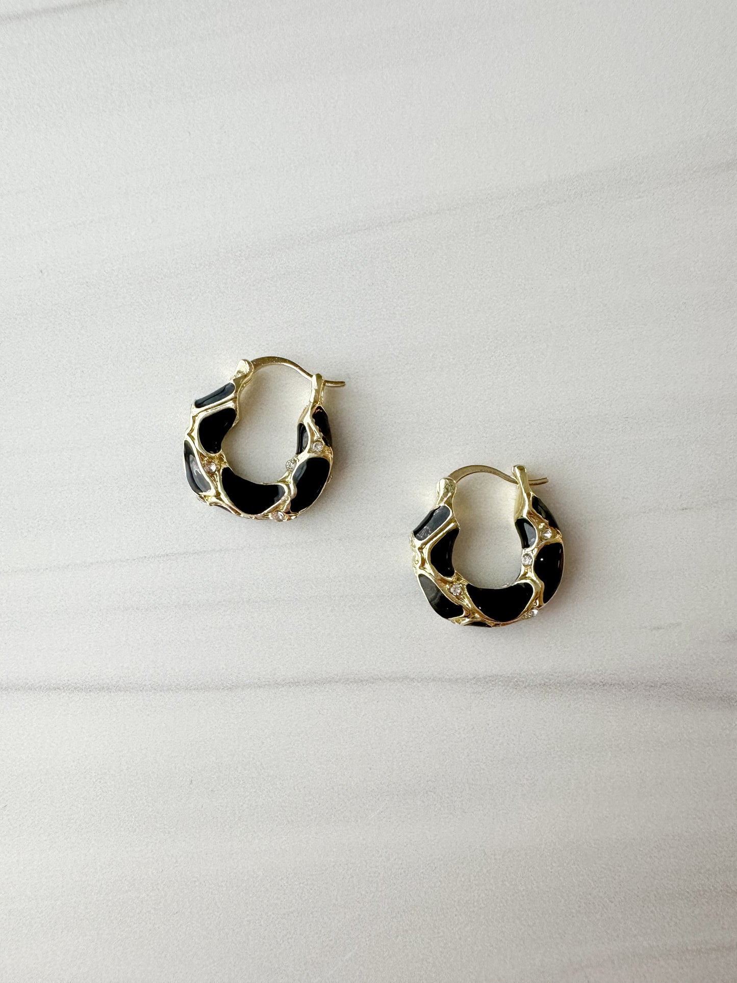 black lava hoop earrings