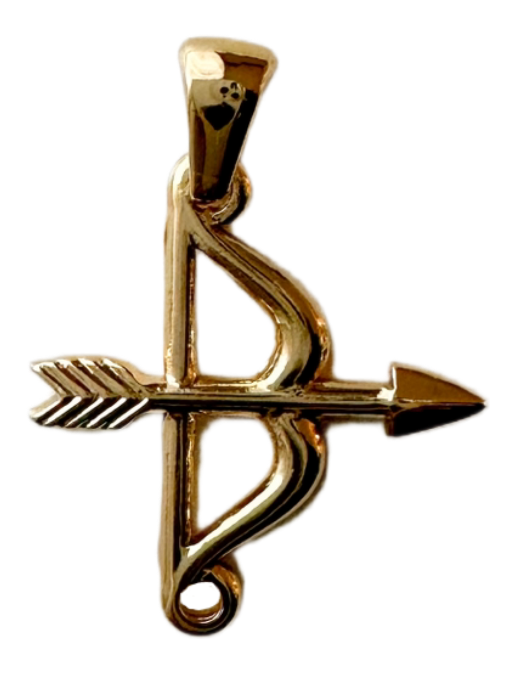 Golden bow and arrow charm
