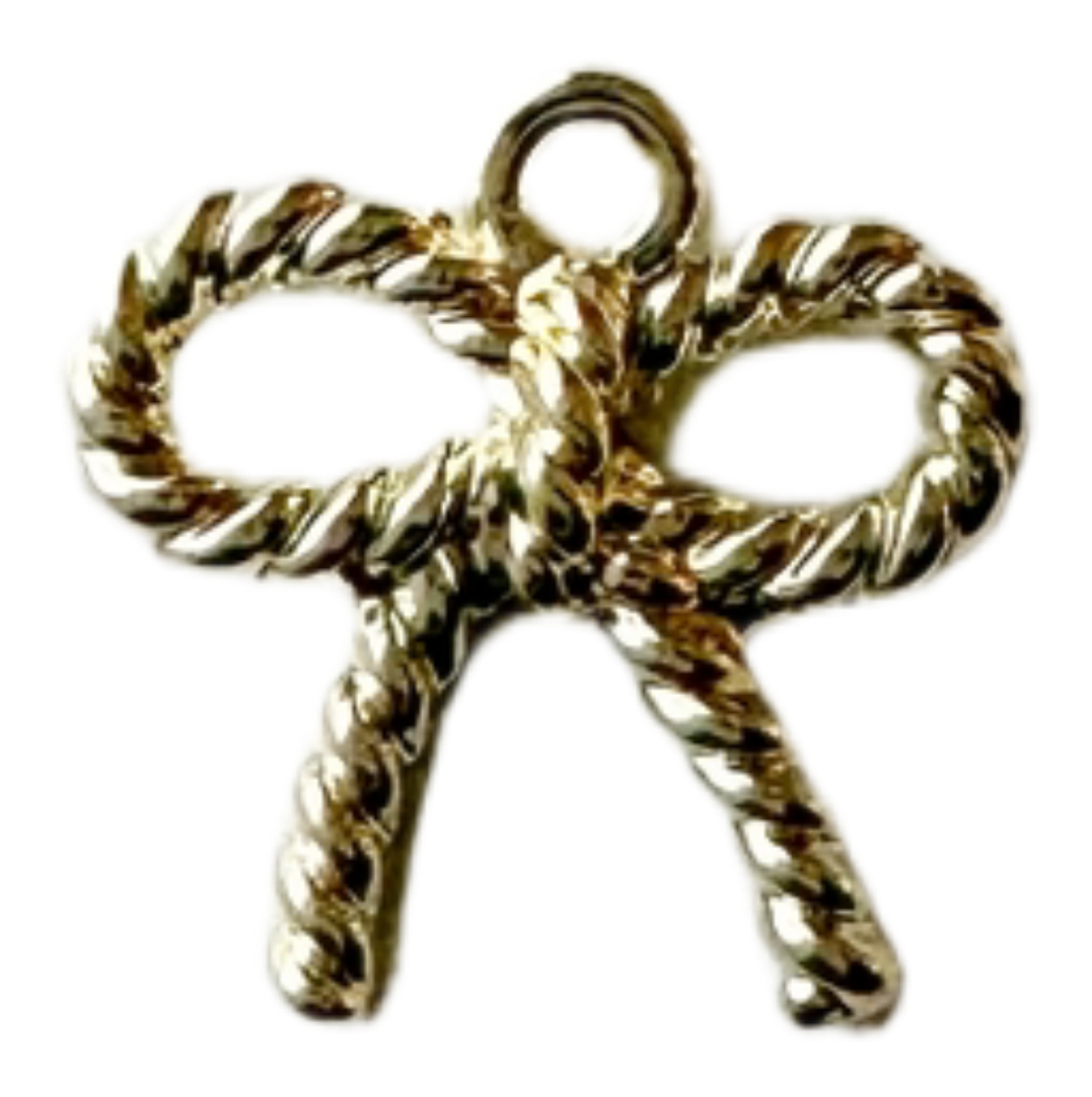 Gold bow rope knot charm