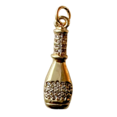 gold micro pave champagne bottle charm