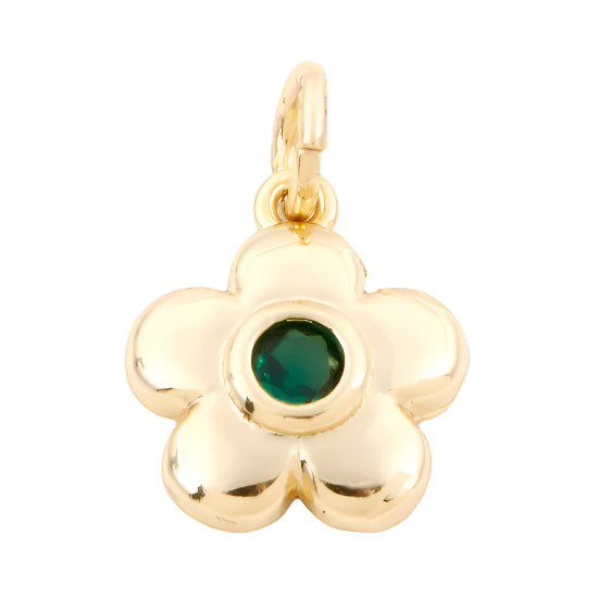 Good flower charm with green rhinestone