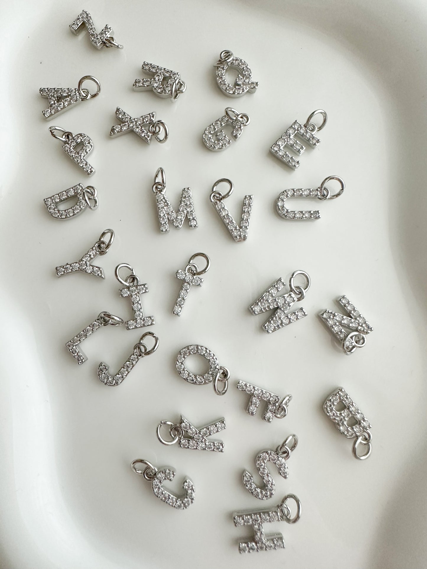 Silver Pave Letter Charm