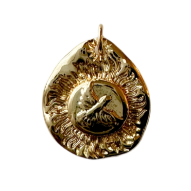 Golden rising phoenix coin charm