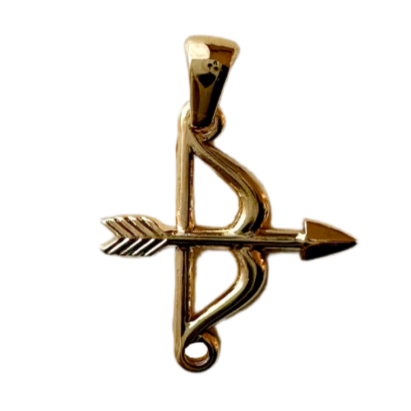 Golden bow and arrow charm