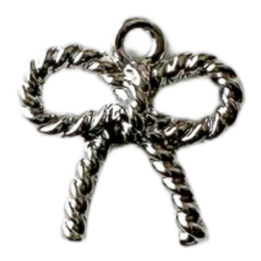Twisted Rope Bow Charm (Silver)