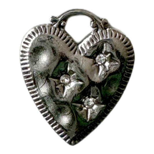 Starry Heart Lock Charm (Silver)