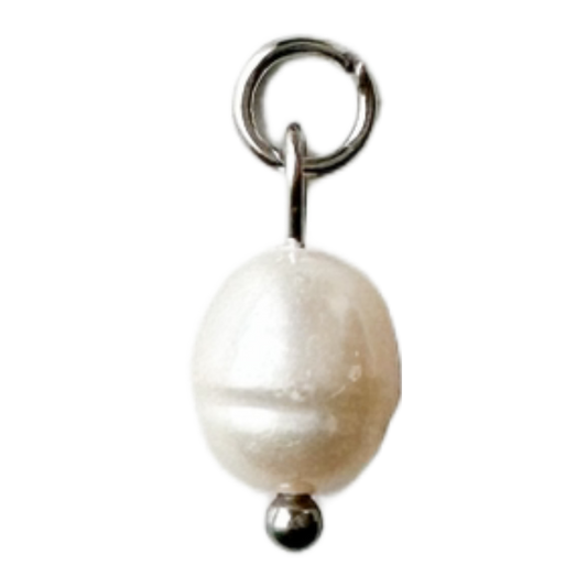 Mini Pearl Drop Charm (Silver)