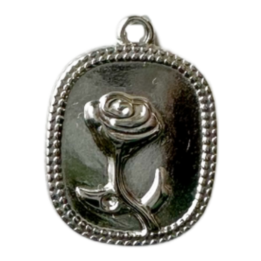 Silver Rose Medallion Charm