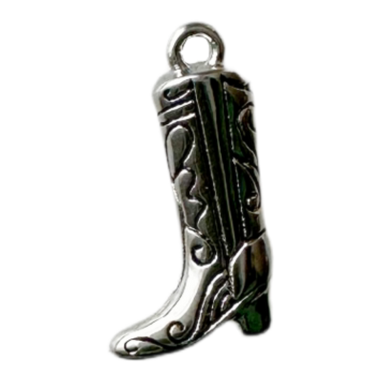 Silver Cowboy Boot Charm