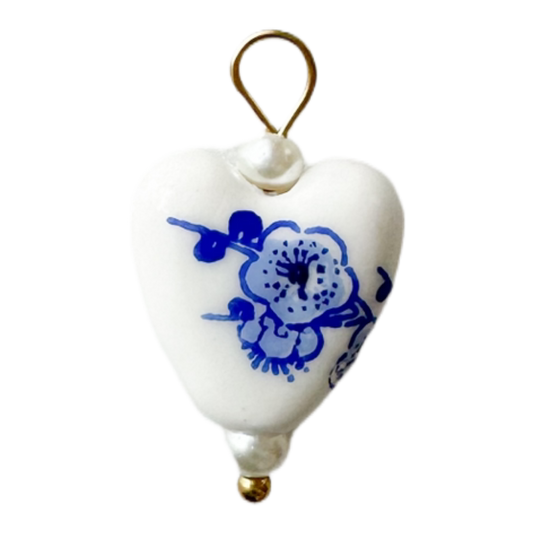 Blue Blossom Heart Charm