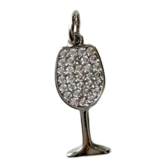 Sparkling Wine Glass Charm (Silver)