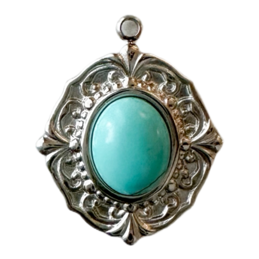 Turquoise Medallion Charm (Silver)