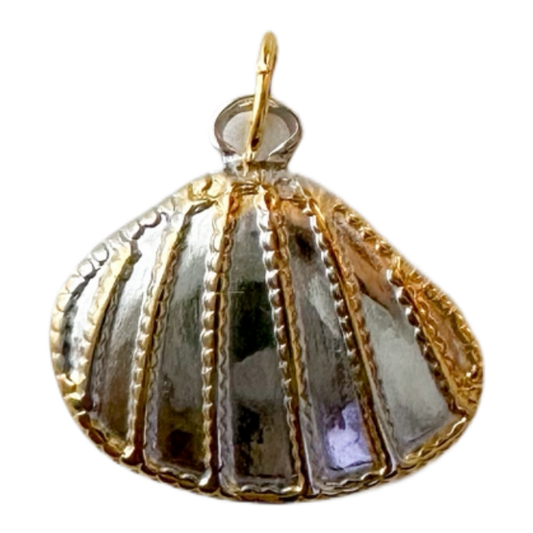 Gold-Trimmed Seashell Charm (Silver)