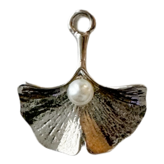 Ginkgo Pearl Charm (Silver)