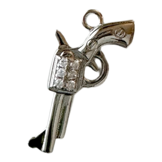 Rhinestone Cowboy Pistol Charm (Silver)