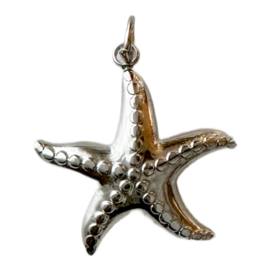Silver Textured Starfish Charm