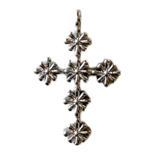Silver Floral Cross Charm